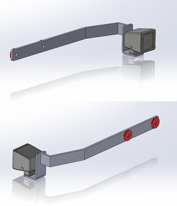 Spare wheel carrier mounted rear fog light bracket